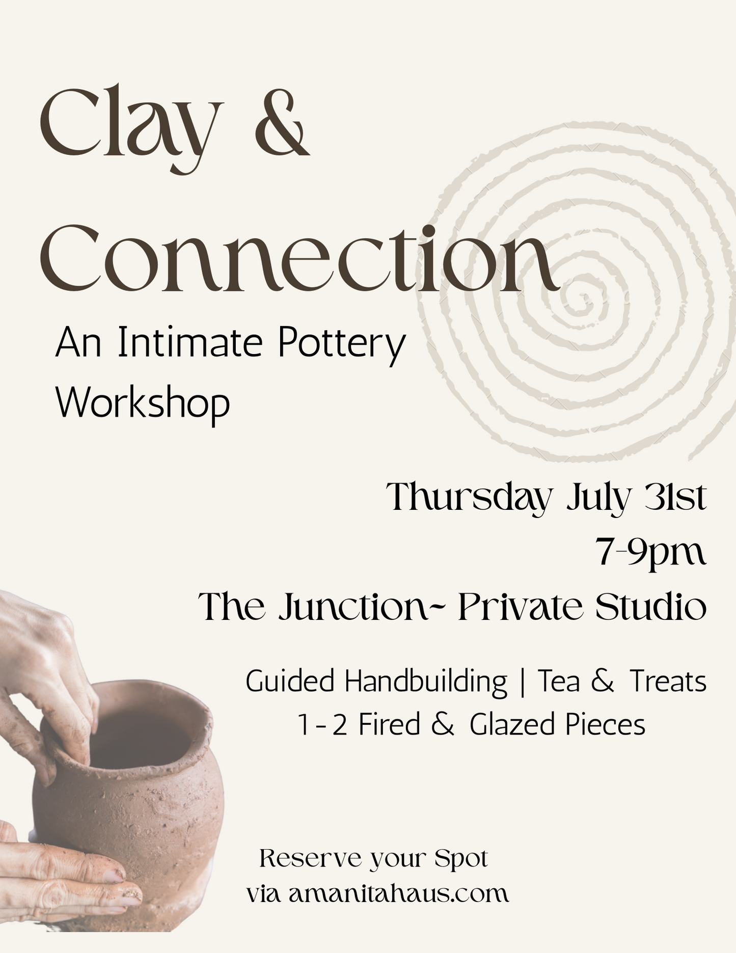 Clay & Connection: An Intimate Pottery Night Thurs July 31