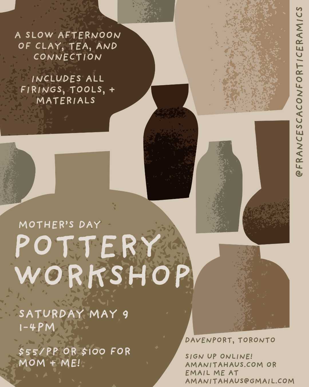 Mother's Day Pottery Workshop- Saturday May 9