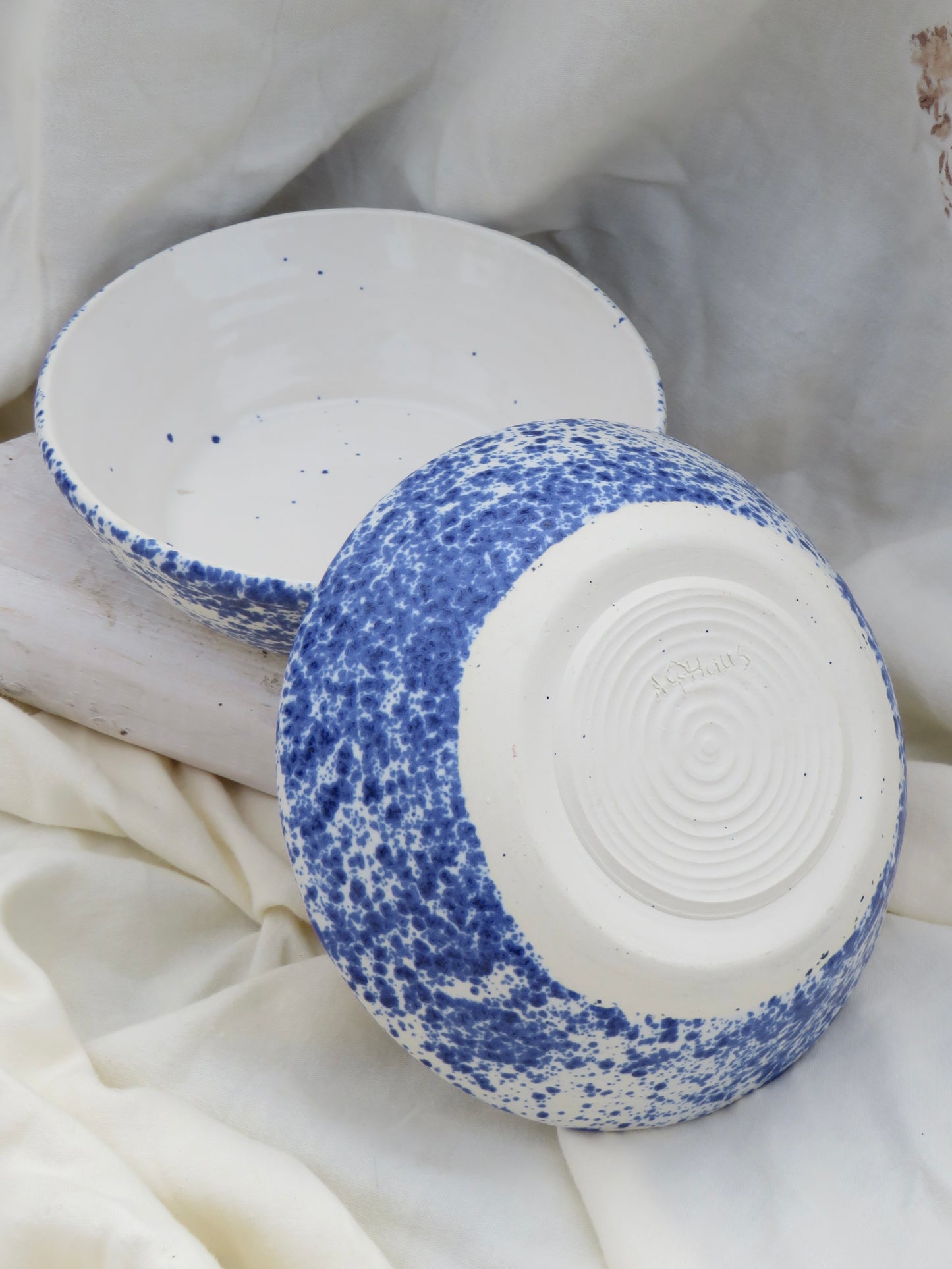 Splattered Blue Bowls Set (2)