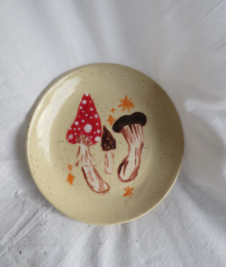 Funky Fungi Hand-Painted Plate