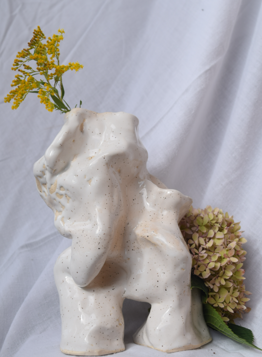 White Speckled Hand-built Sculpture