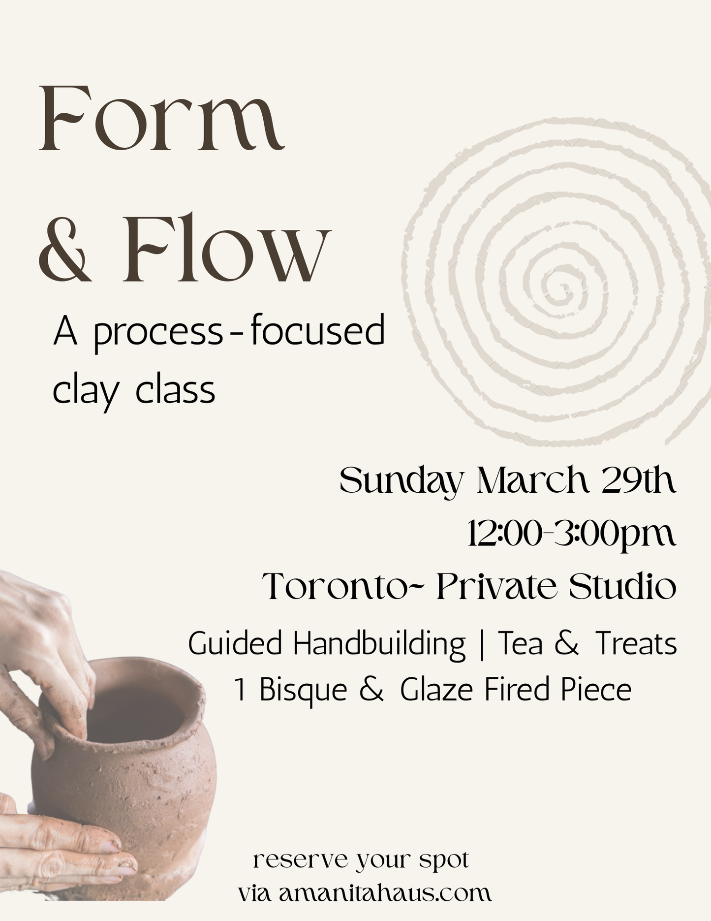 Form & Flow: A Process-Focused Clay Class Sunday March 29