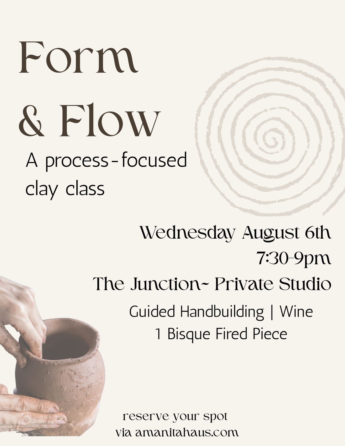 Form & Flow: A Process-Focused Clay Class Wed August 6