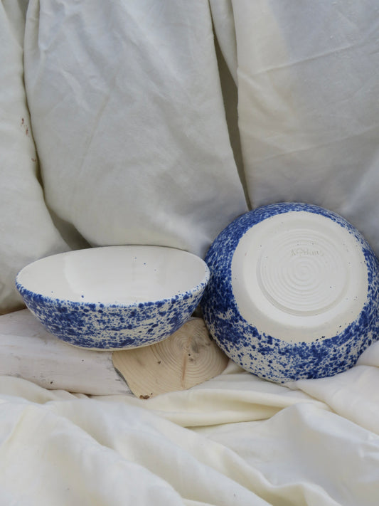 Splattered Blue Bowls Set (2)